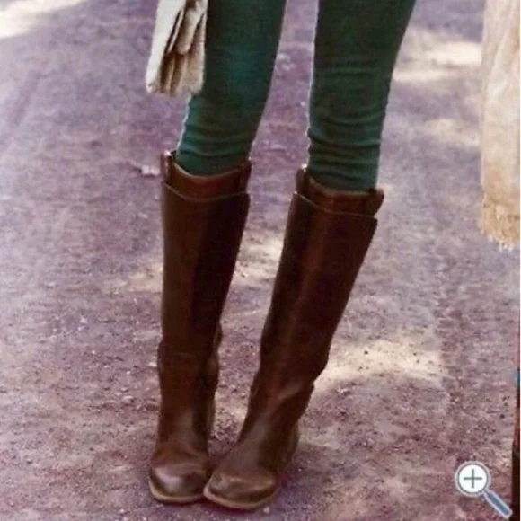 Frye Paige Cognac Brown Leather Knee-High Boots women size 5.5 NWOB